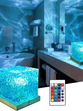 LED Color-Changing Cube Ocean Water Night Light - Blue